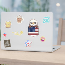 Kawaii Eagle American Flag Pocket