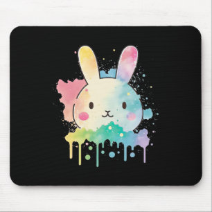 Kawaii Easter Bunny Face - Colourful Artsy Mouse Mat