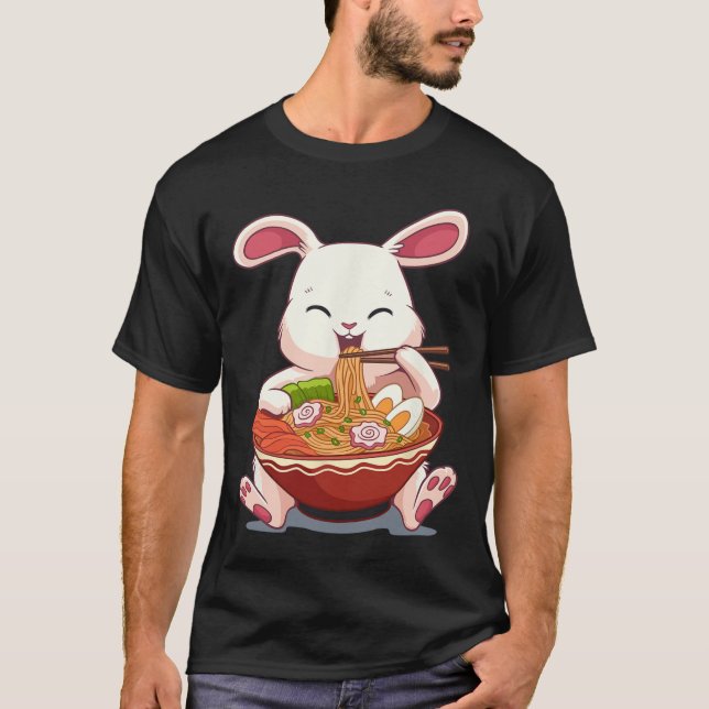 Kawaii Easter Bunny Ramen Noodles Japanese Easter  T-Shirt (Front)