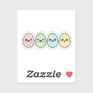 Kawaii Easter Eggs Cute Funny Faces Pastel Sticker
