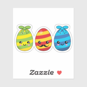 Kawaii Easter Eggs with Ribbons