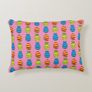 Kawaii Easter Eggs with Ribbons Decorative Cushion