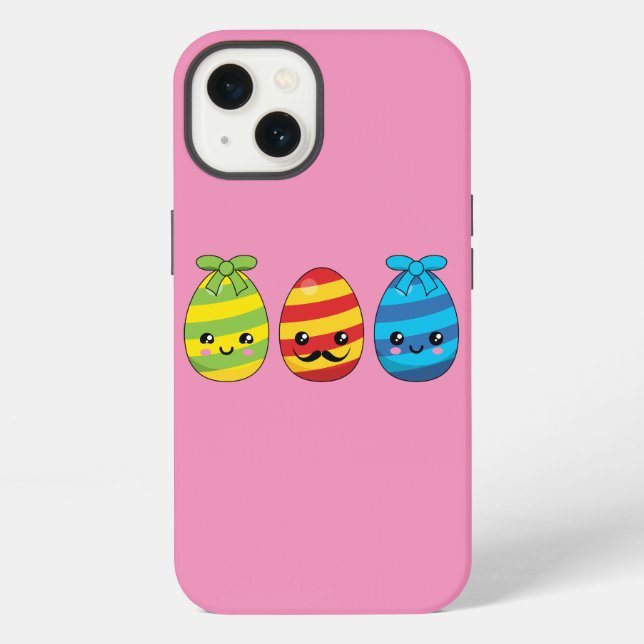 Kawaii Easter Eggs with Ribbons iPhone Case (Back)