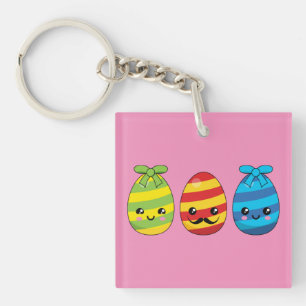 Kawaii Easter Eggs with Ribbons Key Ring
