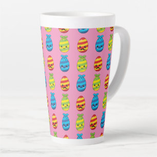 Kawaii Easter Eggs with Ribbons Latte Mug