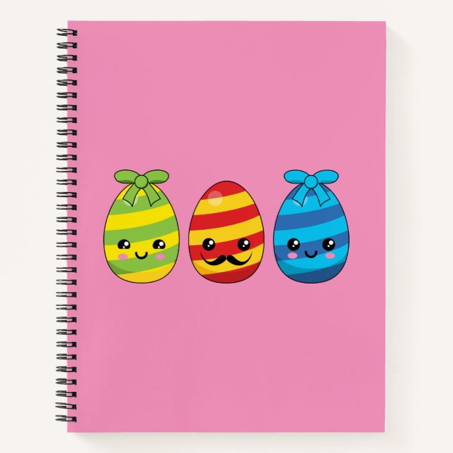Kawaii Easter Eggs with Ribbons Notebook (Front)