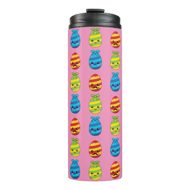 Kawaii Easter Eggs with Ribbons Thermal Tumbler (Front)