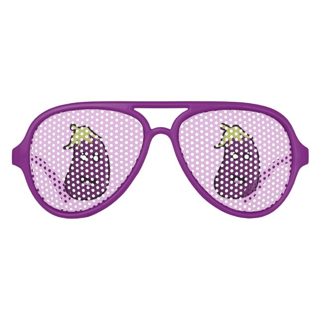 Kawaii eggplant aviator sunglasses (Front)