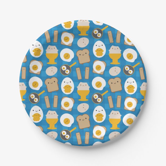 Kawaii Eggs For Breakfast Paper Plate (Front)