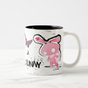 Kawaii emo Pink Bunnies Two-Tone Coffee Mug