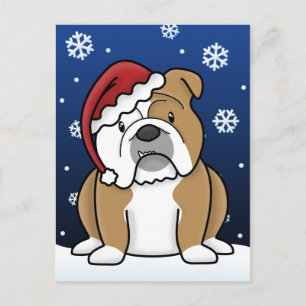 Kawaii English Bulldog Christmas Postcard