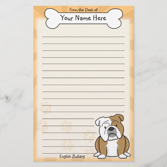 Kawaii English Bulldog Stationery (Front)