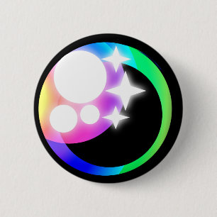 Kawaii eye with rainbow colours, just eye on 6 cm round badge