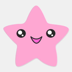 Kawaii Face Pink Star Sticker