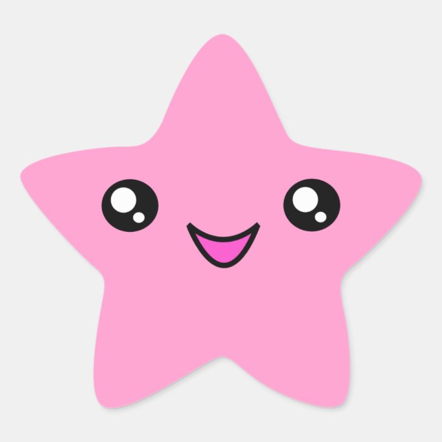 Kawaii Face Pink Star Sticker (Front)