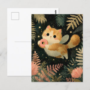 Kawaii Fairy Cat with Doughnut Postcard
