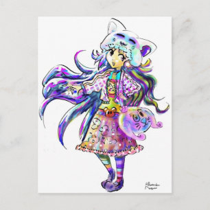 Kawaii Fashion Cute Anime Girl - Manga Cool Style Postcard