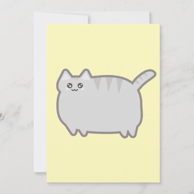 Kawaii Fat Cat Invitation (Front)