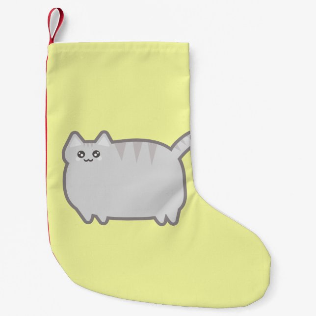 Kawaii Fat Cat Small Christmas Stocking (Front)