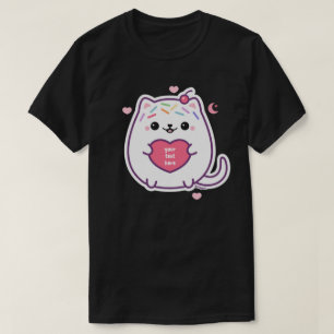 Kawaii Fat Kitty Cat with Heart T-Shirt