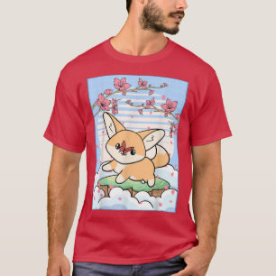 Kawaii Fennec Fox Cherry Blossom Japanese Aestheti T-Shirt