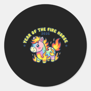 Kawaii Fire Horse Shirt - Year Of The Fire Horse 2 Classic Round Sticker