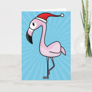 Kawaii Flamingo Christmas Card