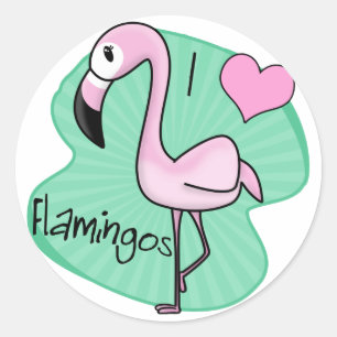 Kawaii Flamingo Gifts Classic Round Sticker