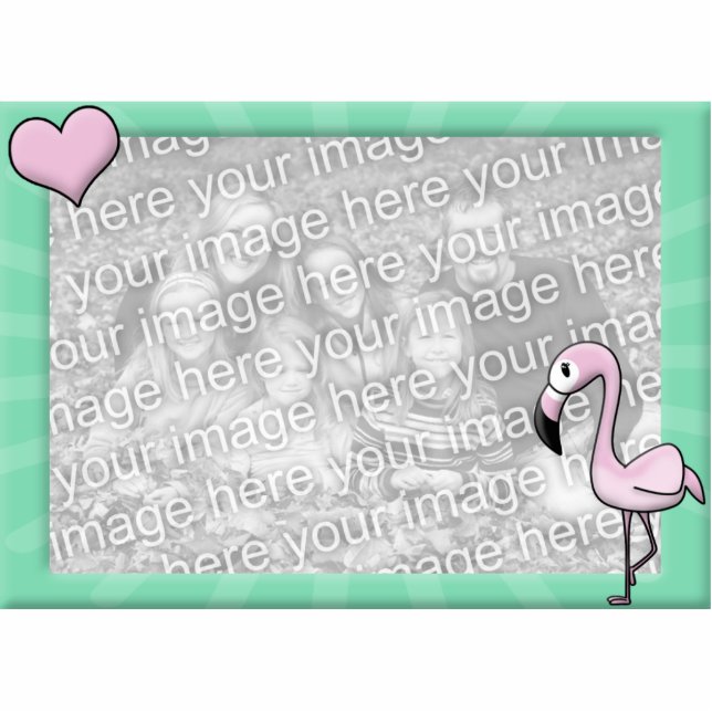 Kawaii Flamingo Photo Frame Photo Sculpture Magnet (Front)