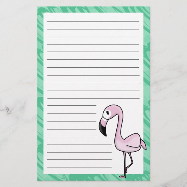Kawaii Flamingo Stationery (Front)