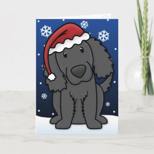 Kawaii Flat-Coated Retriever Christmas Card