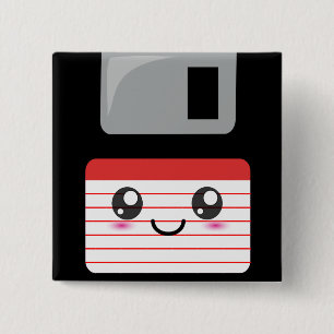 Kawaii Floppy Disc 15 Cm Square Badge