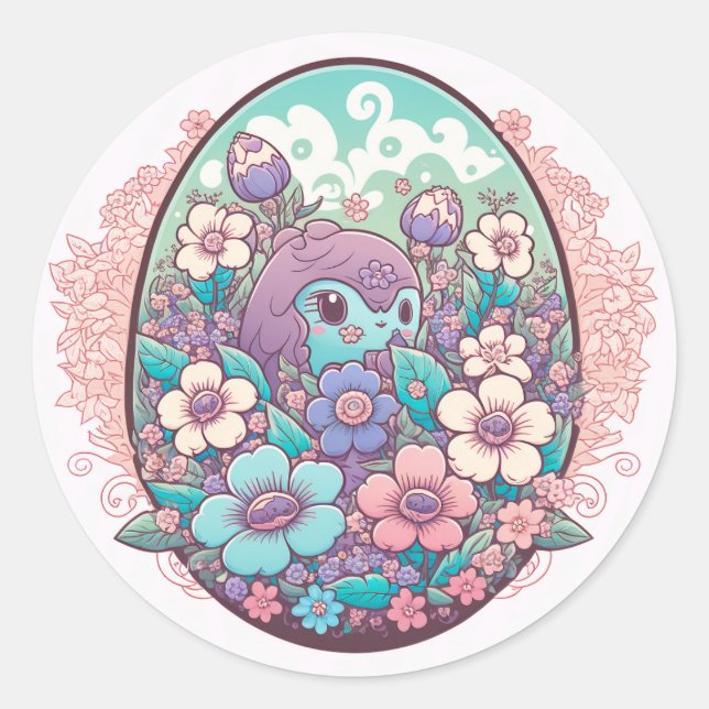Kawaii floral cartoon style illustrated stickers (Front)