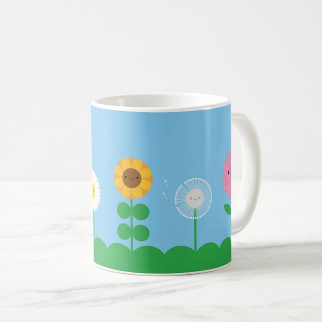 Kawaii Flower Field Coffee Mug (Front Right)