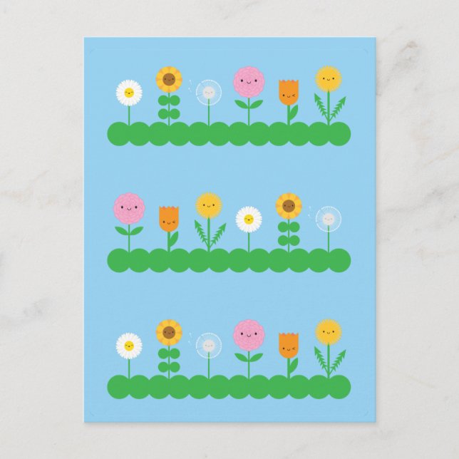 Kawaii Flower Field Postcard (Front)