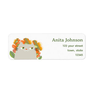 Kawaii Flowers Return Address Label