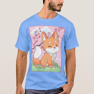 Kawaii Fo Japanese Kitsune Sakura Cherry Blossom P T-Shirt