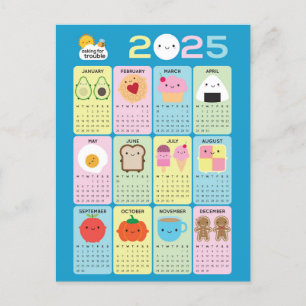 Kawaii Food 2025 Calendar Postcard