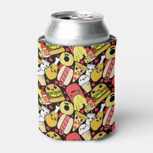 Kawaii Food Characters Patterned Can Cooler