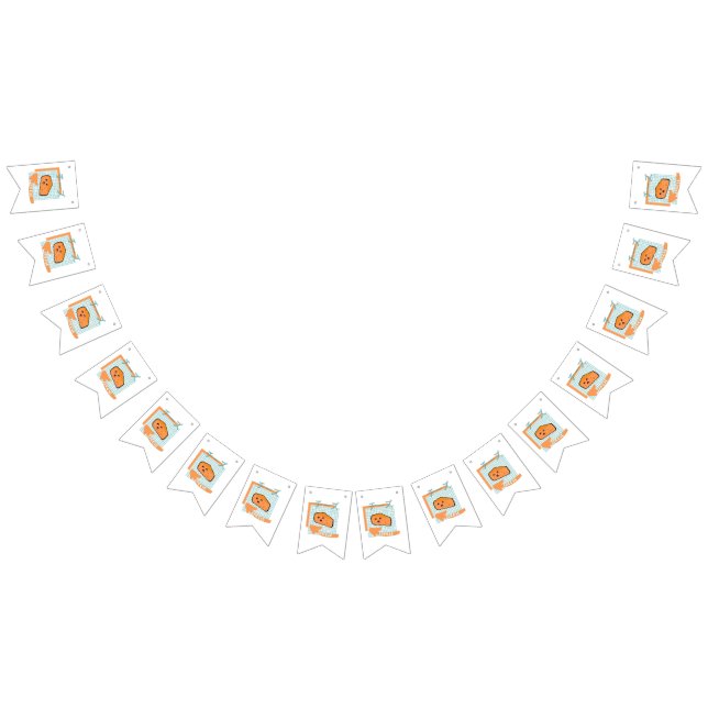 kawaii food- cute Cheese, orange, turquoise Bunting (All)