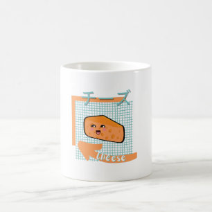 kawaii food- cute Cheese, orange, turquoise Coffee Mug