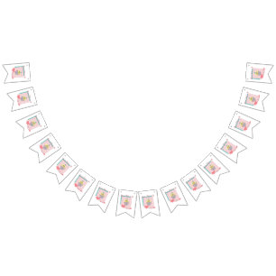 kawaii food- cute Cupcake, pink, turquoise Bunting