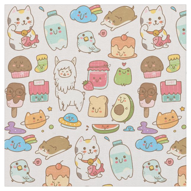 Kawaii Food Fabric (Close Up)