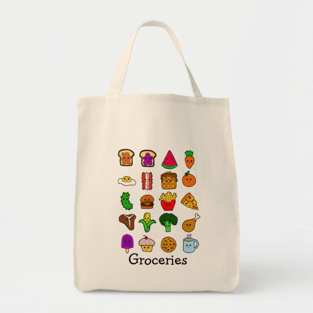 Kawaii Food Grocery Tote Bag (Front)