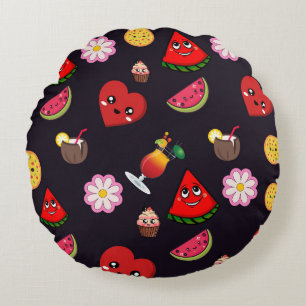 Kawaii food round cushion