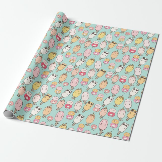 Kawaii Food Wrapping Paper (Unrolled)