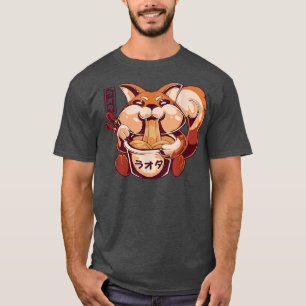 Kawaii Fox Eating Ramen Noodles Japan Anime Otaku  T-Shirt