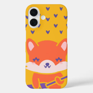 Kawaii Fox Guitarist Cute Rock Star Animal iPhone 16 Case