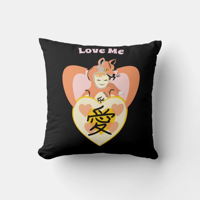 Kawaii Foxy Cosplay Love Heart Cushion (Front)