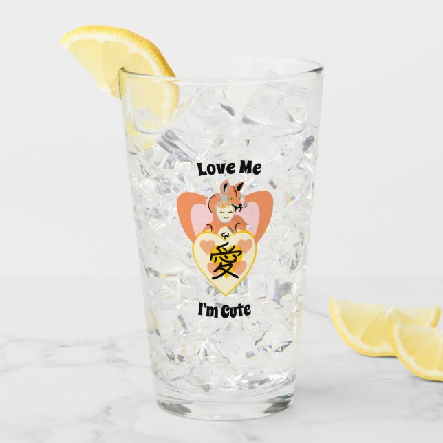 Kawaii Foxy Cosplay Love Heart Glass (Front Ice)